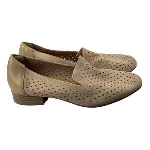 Clarks Collection Suede Leather Laser Cut Slip On Flats 8.5